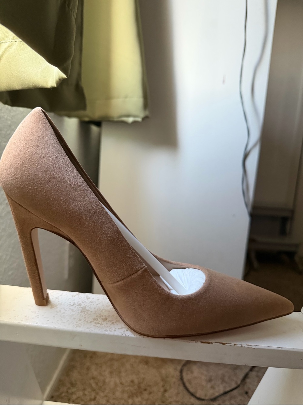 Good American Nude Suede Pointed Toe Stiletto Pump